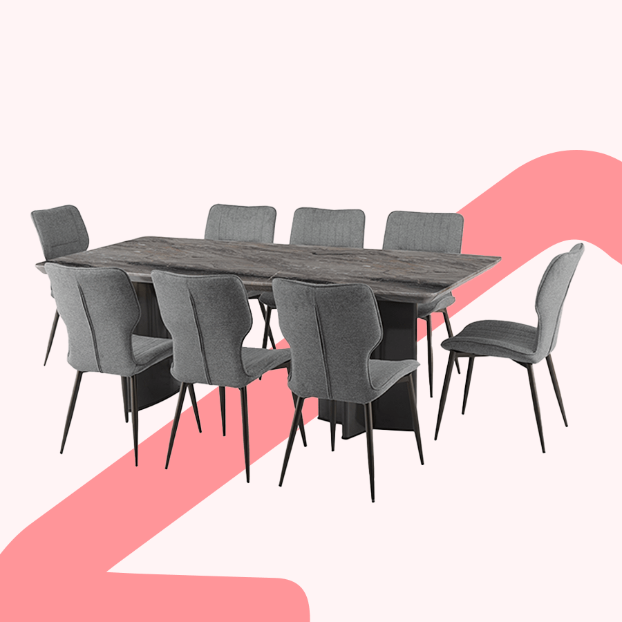 Tavis Gray 8 Seater Rectangle Dining Set