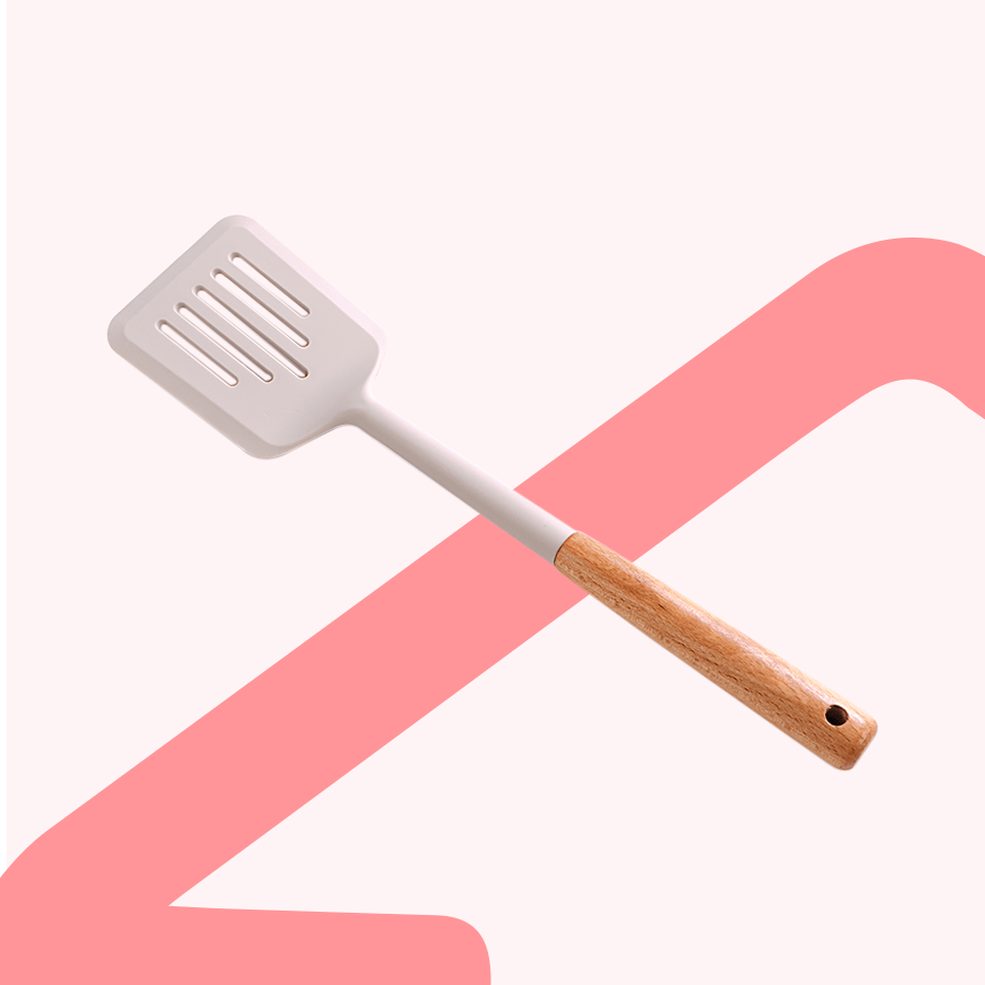 Tay Silicone & Wood Slotted Turner