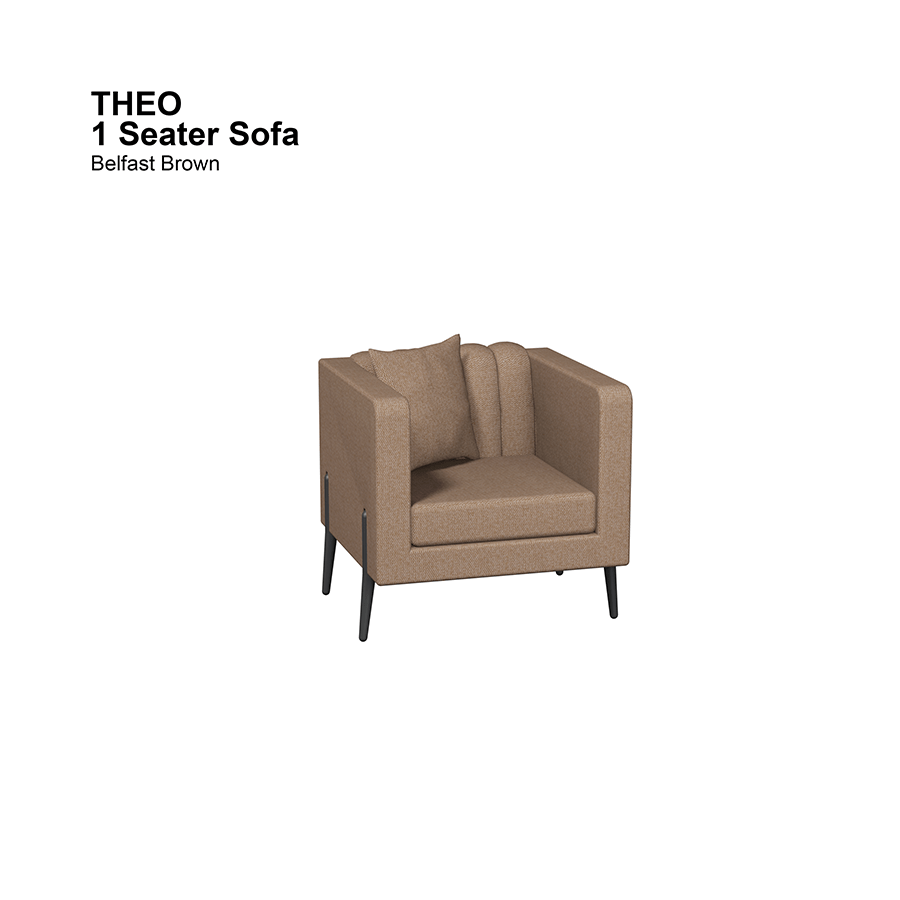 MORE THEO OPTIONS Theo 1 Seater Sofa Theo 1 Seater Sofa Fabric Belfast Brown Mandaue Foam