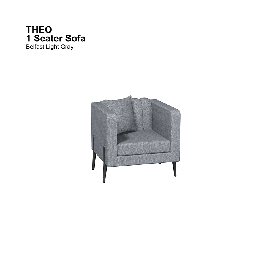 MORE THEO OPTIONS Theo 1 Seater Sofa Theo 1 Seater Sofa Fabric Belfast Light Gray Mandaue Foam