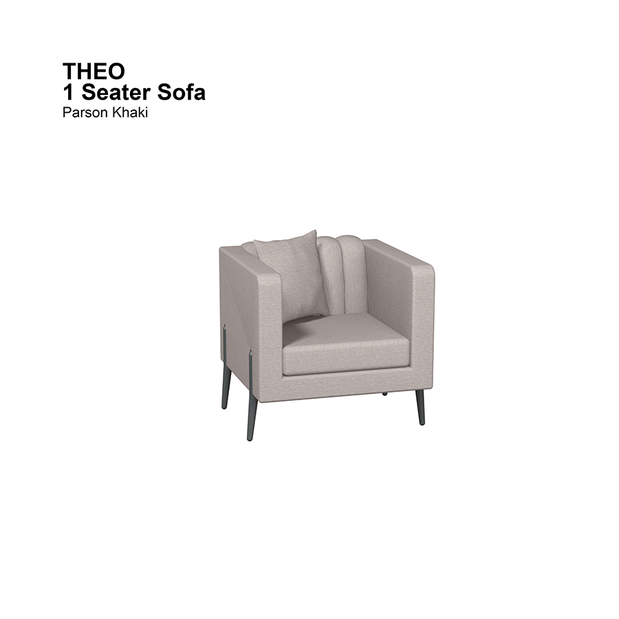 MORE THEO OPTIONS Theo 1 Seater Sofa Theo 1 Seater Sofa Fabric Parson Khaki Mandaue Foam