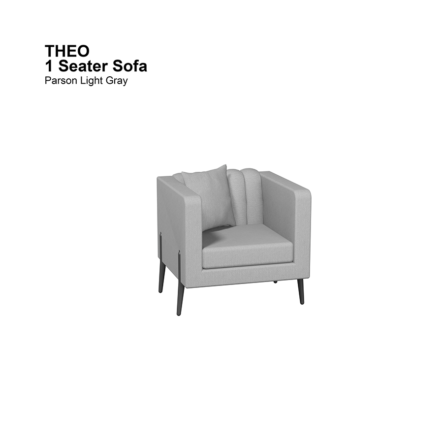 MORE THEO OPTIONS Theo 1 Seater Sofa Theo 1 Seater Sofa Fabric Parson Light Gray Mandaue Foam