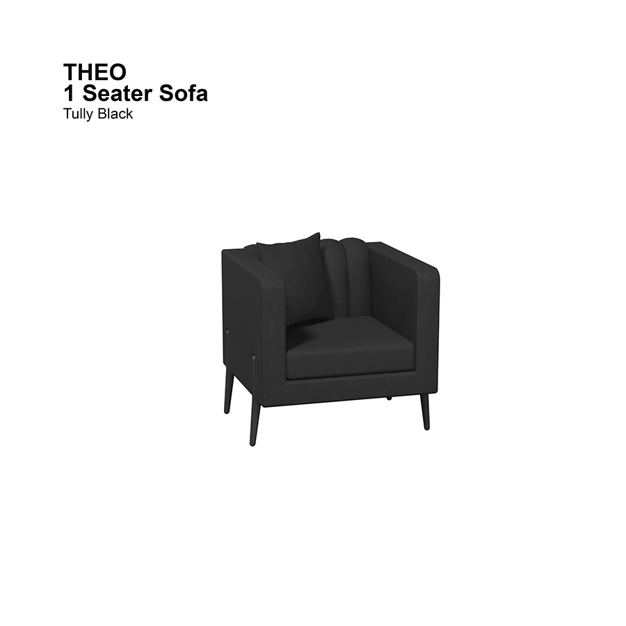 MORE THEO OPTIONS Theo 1 Seater Sofa Theo 1 Seater Sofa Leatherette Tully Black Mandaue Foam