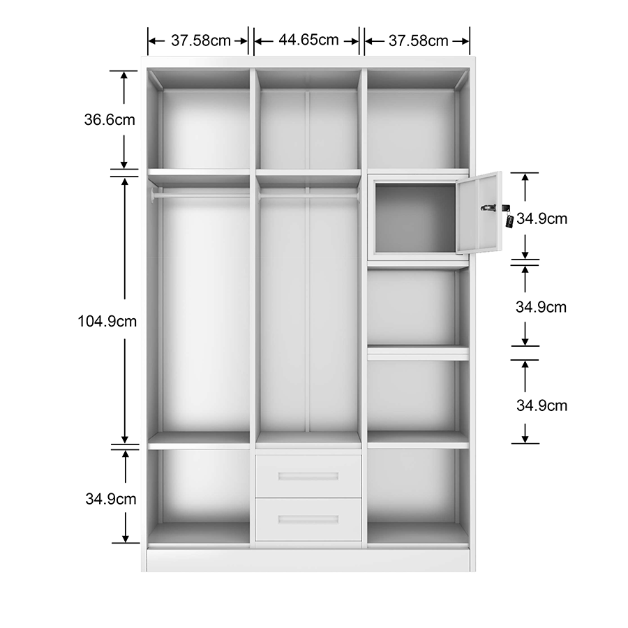 Theodore 3 Door Metal Wardrobe
