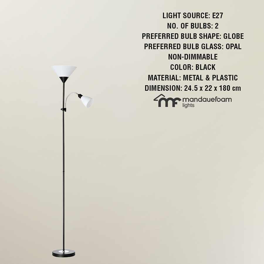 Torchiere Floor Lamp with Reading Lamp Torchiere Floor Lamp with Reading Lamp Black Mandaue Foam