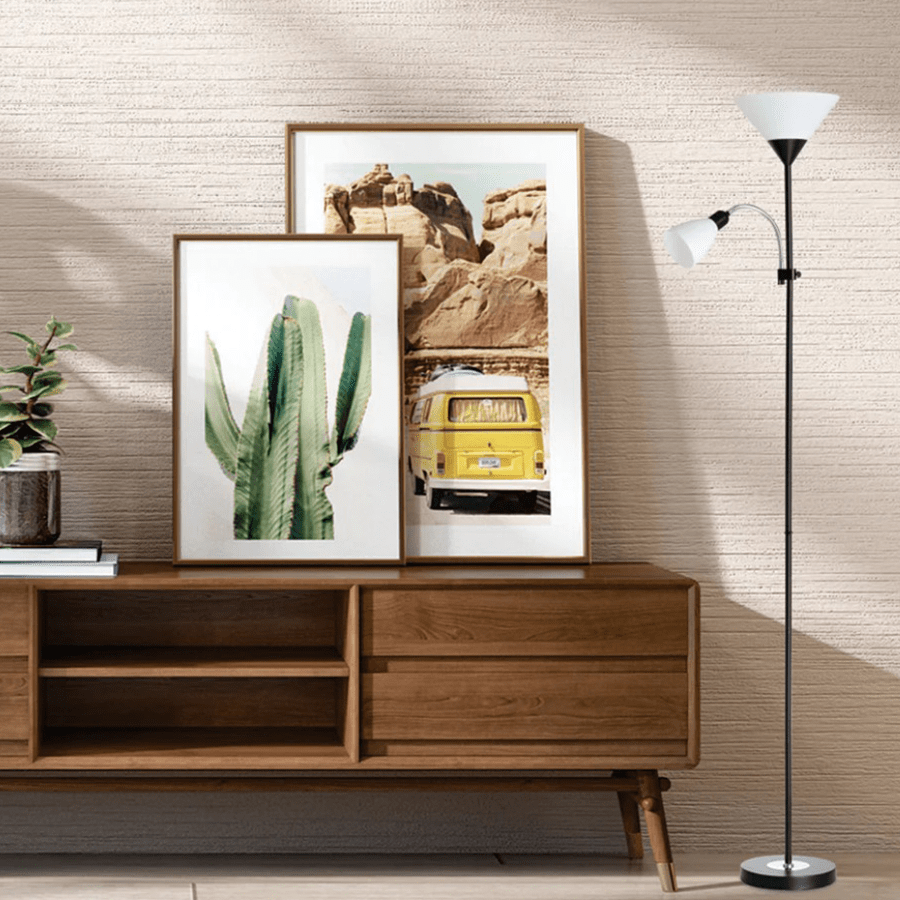 Torchiere Floor Lamp with Reading Lamp Torchiere Floor Lamp with Reading Lamp Black Mandaue Foam
