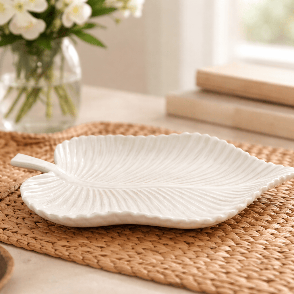 Tropical Leaf Ceramic Decor Plate