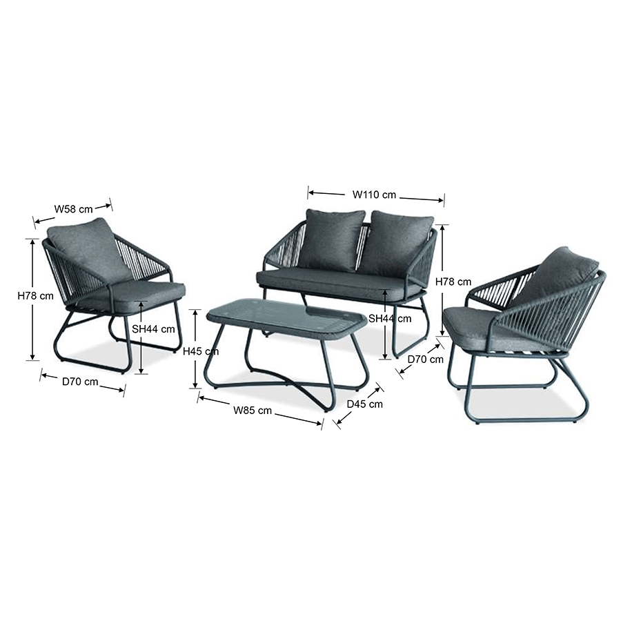 Umiko Outdoor Sofa Set Umiko Outdoor Sofa Set Grey Mandaue Foam