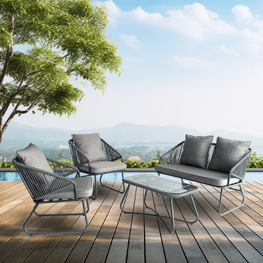 Umiko Outdoor Sofa Set Umiko Outdoor Sofa Set Grey Mandaue Foam