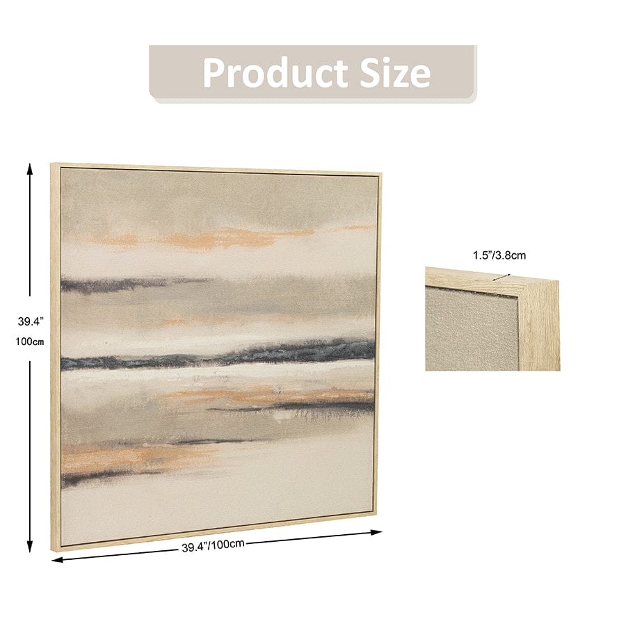 Whit Canvas Wall Art with PS Frame 100x100 cm