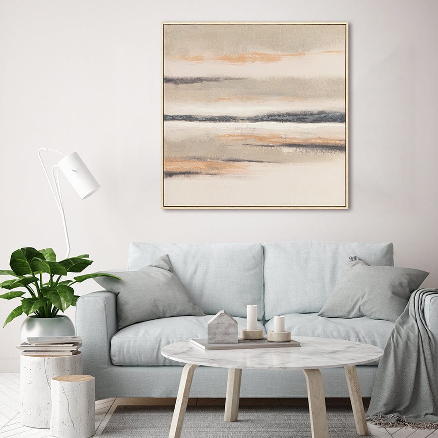 Whit Canvas Wall Art with PS Frame 100x100 cm