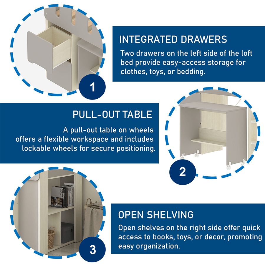 Zella Loft Bedset with Desk