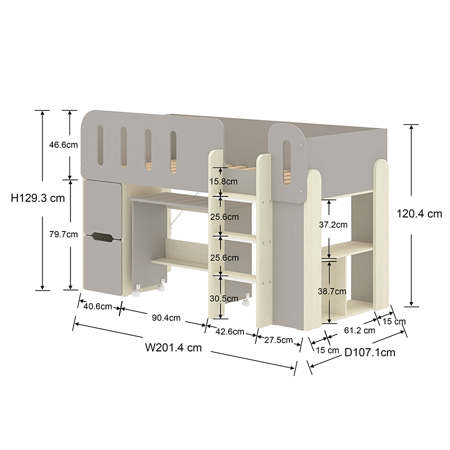 Zella Loft Bedset with Desk