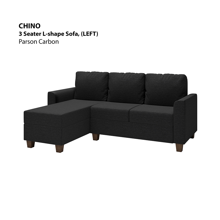 MORE CHINO OPTIONS Chino L-shape 3 Seat with Chaise (Left Facing) Sofa Chino L-shape 3 Seat with Chaise (Left Facing) Sofa Fabric Parson Carbon Mandaue Foam