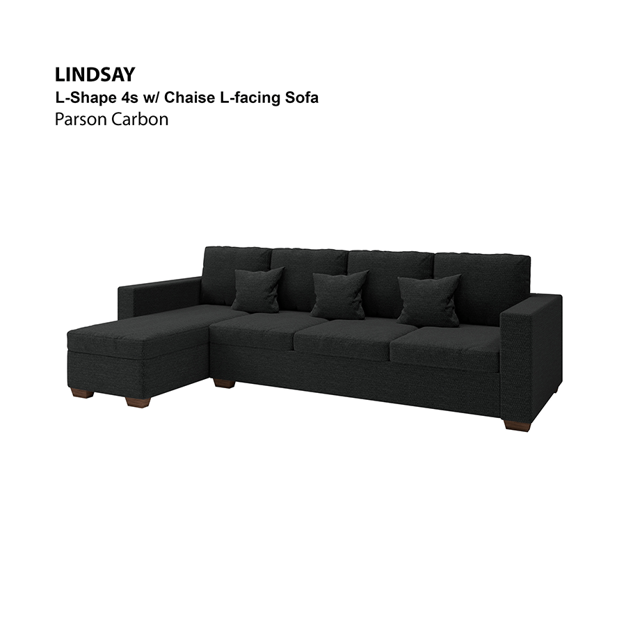 MORE LINDSAY OPTIONS Lindsay L-shape 4 Seat with Chaise (Left Facing) Sofa Lindsay L-shape 4 Seat with Chaise (Left Facing) Sofa Fabric Parson Carbon Mandaue Foam