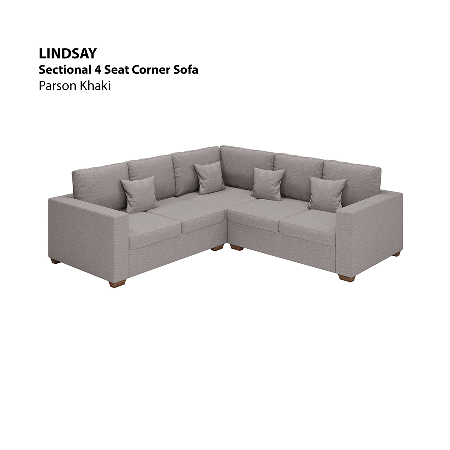 MORE LINDSAY OPTIONS Lindsay Sectional 4 Seat Corner Sofa Lindsay Sectional 4 Seat Corner Sofa Fabric Parson Khaki Mandaue Foam