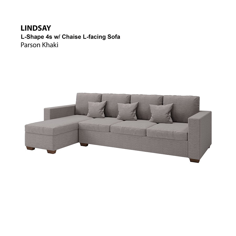 MORE LINDSAY OPTIONS Lindsay L-shape 4 Seat with Chaise (Left Facing) Sofa Lindsay L-shape 4 Seat with Chaise (Left Facing) Sofa Fabric Parson Khaki Mandaue Foam