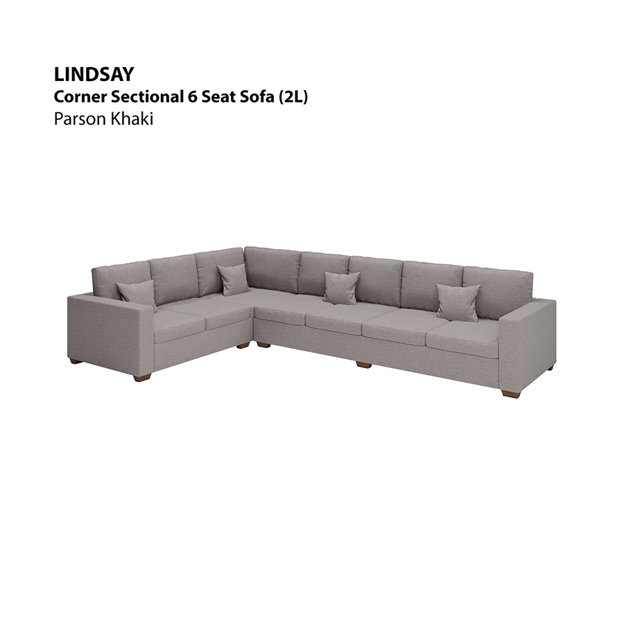 MORE LINDSAY OPTIONS Lindsay Sectional 6 Seat (2L) Sofa Lindsay Sectional 6 Seat (2L) Sofa Fabric Parson Khaki Mandaue Foam
