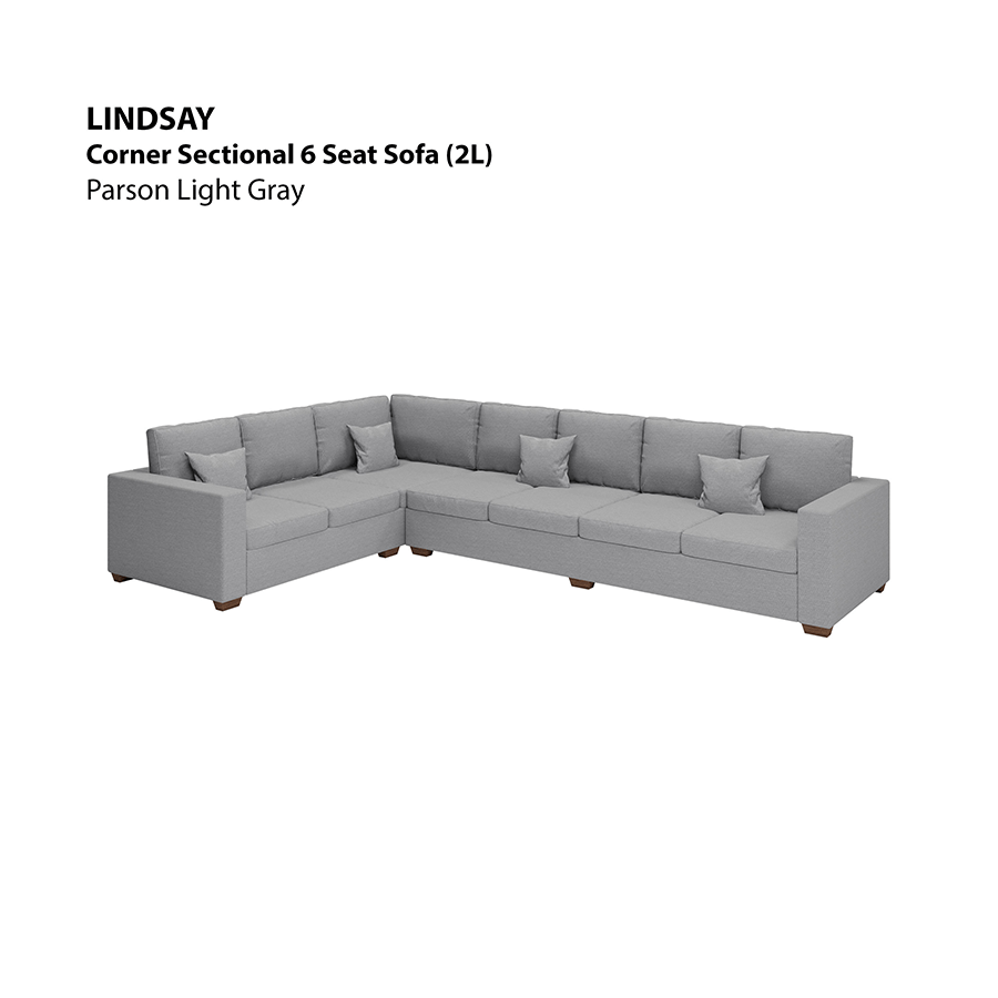 MORE LINDSAY OPTIONS Lindsay Sectional 6 Seat (2L) Sofa Lindsay Sectional 6 Seat (2L) Sofa Fabric Parson Light Gray Mandaue Foam