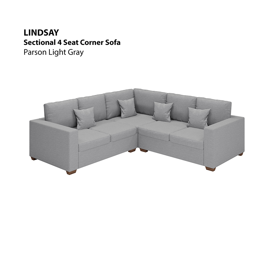 MORE LINDSAY OPTIONS Lindsay Sectional 4 Seat Corner Sofa Lindsay Sectional 4 Seat Corner Sofa Fabric Parson Light Gray Mandaue Foam