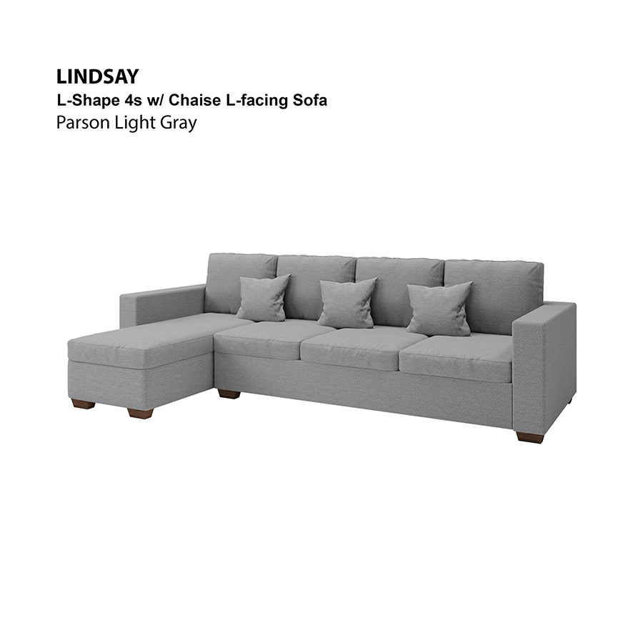 MORE LINDSAY OPTIONS Lindsay L-shape 4 Seat with Chaise (Left Facing) Sofa Lindsay L-shape 4 Seat with Chaise (Left Facing) Sofa Fabric Parson Light Gray Mandaue Foam