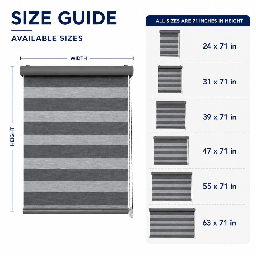Pale Gray Blackout Zebra Blinds