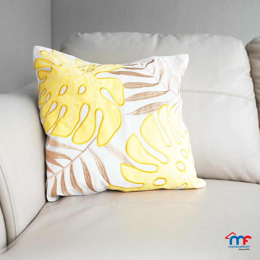 Quincy Yellow Palm Throw Pillowcase