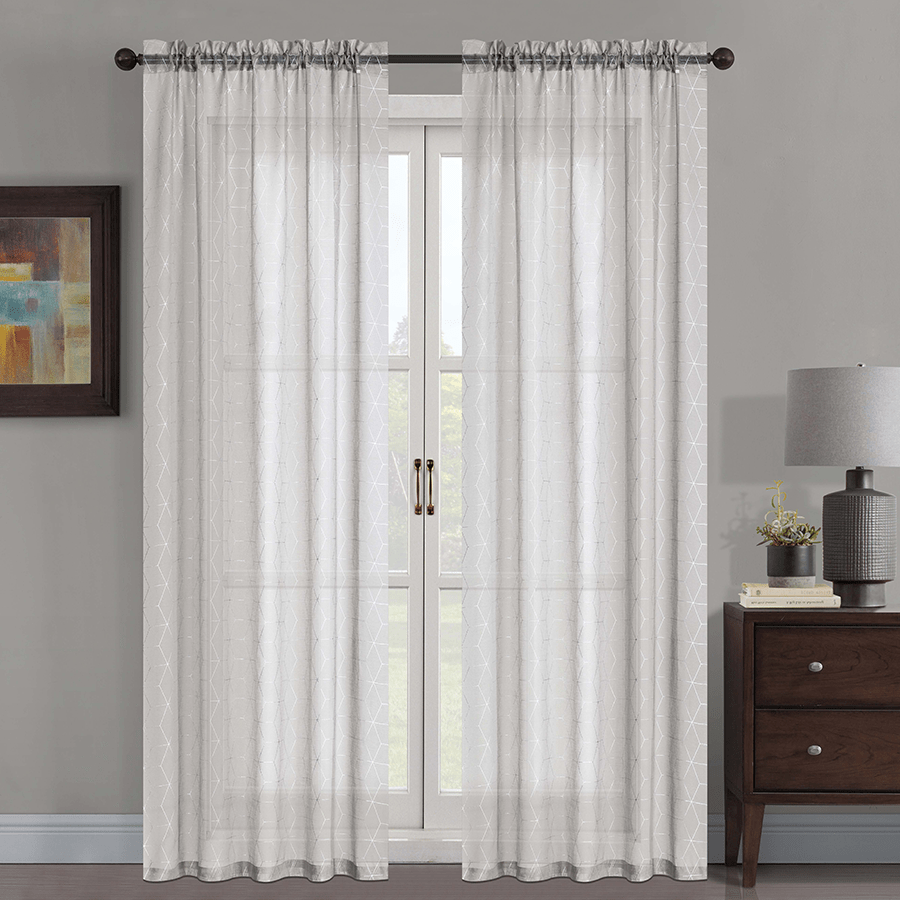 Sylvie Silver Foil Sheer Curtain 54x85"