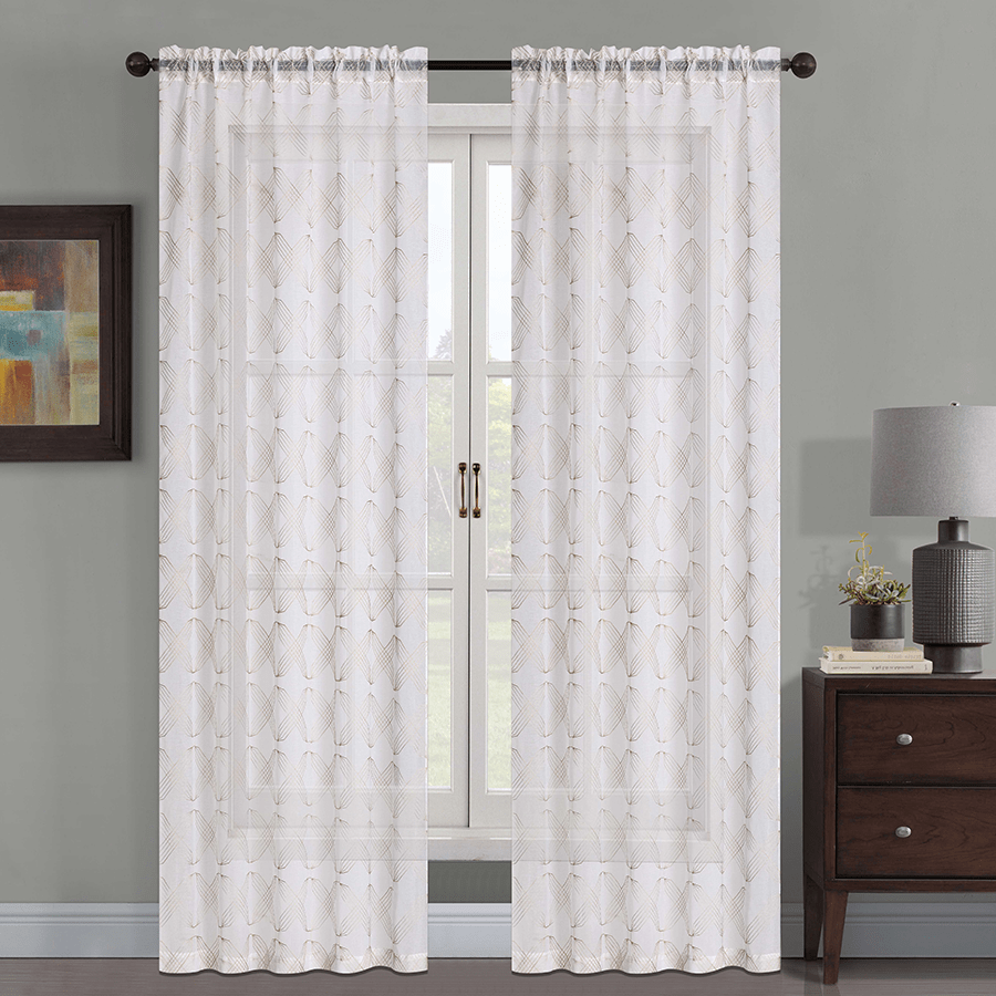 Syla Beige Emroidery Sheer 54x85"