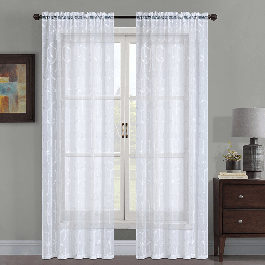 Sadie White Embroidery Sheer 54x95"