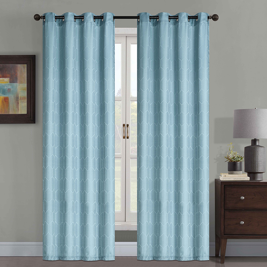 Jaren Aqua Blue S/2 Curtains 54x63"