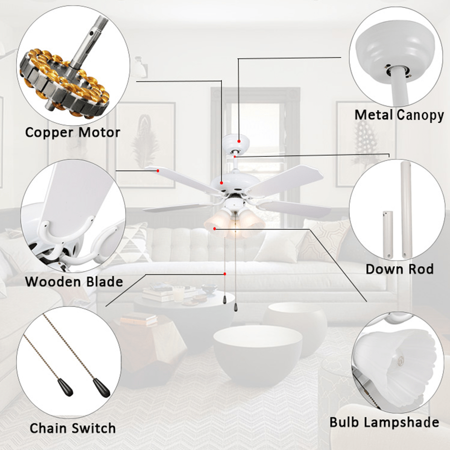 Falko Ceiling Fan with Pull Chain
