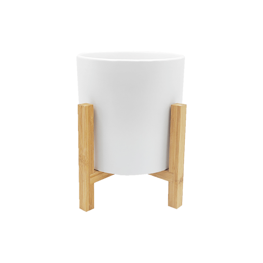 Hestia Ceramic Planter with Stand White