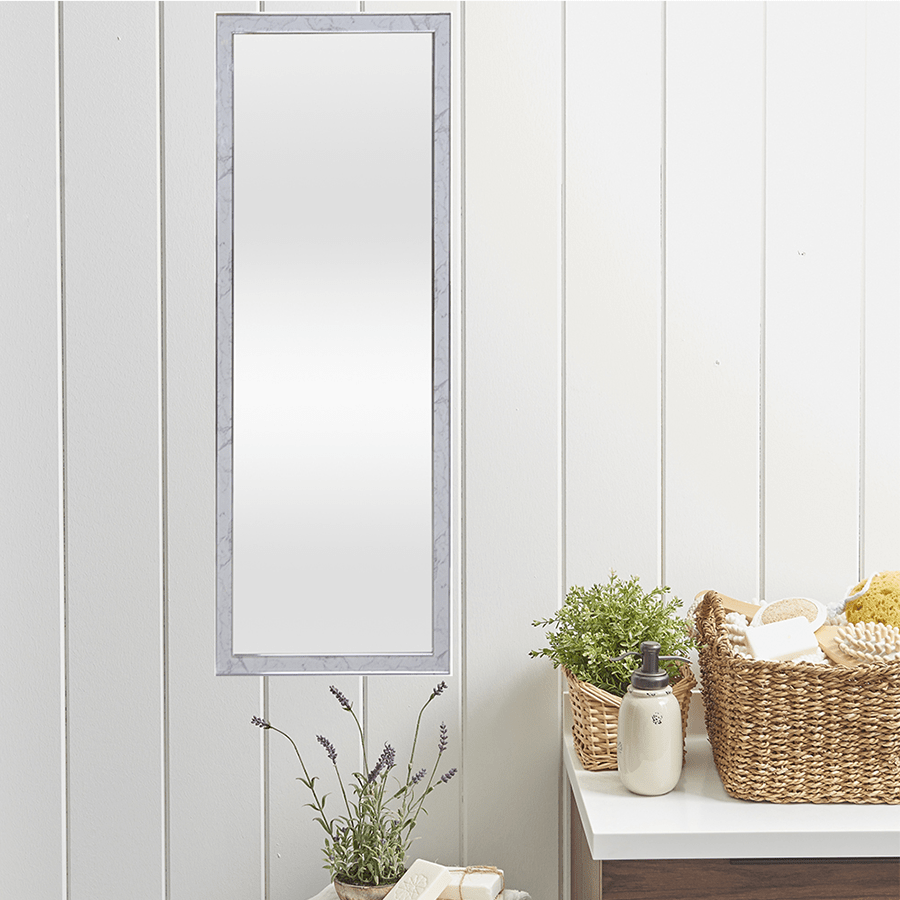 Cleo White Marble Framed Mirror 45x120cm