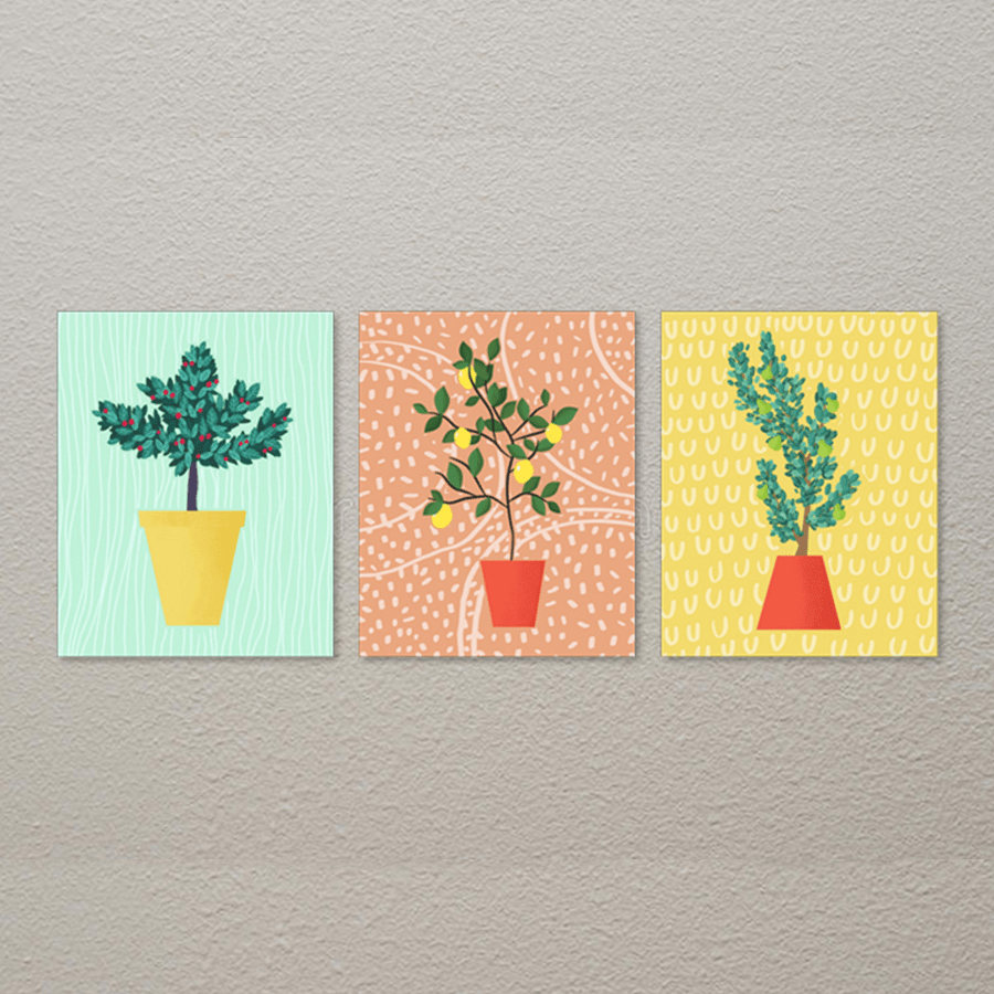 Fruit Plants Wall Art Set of 3