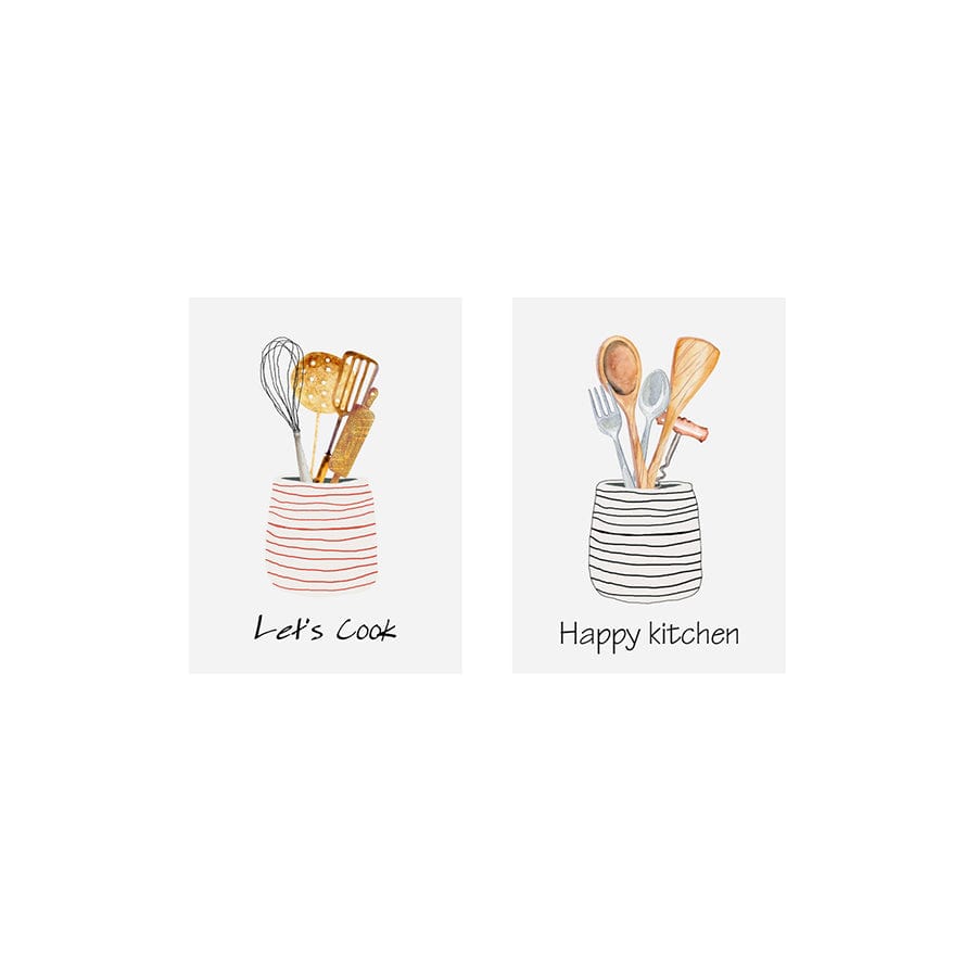 Kitchen Utensils Wall Art Set of 2