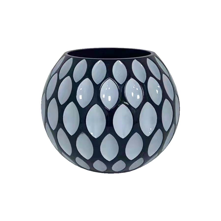 Dimpled Bowl Painted Glass Vase