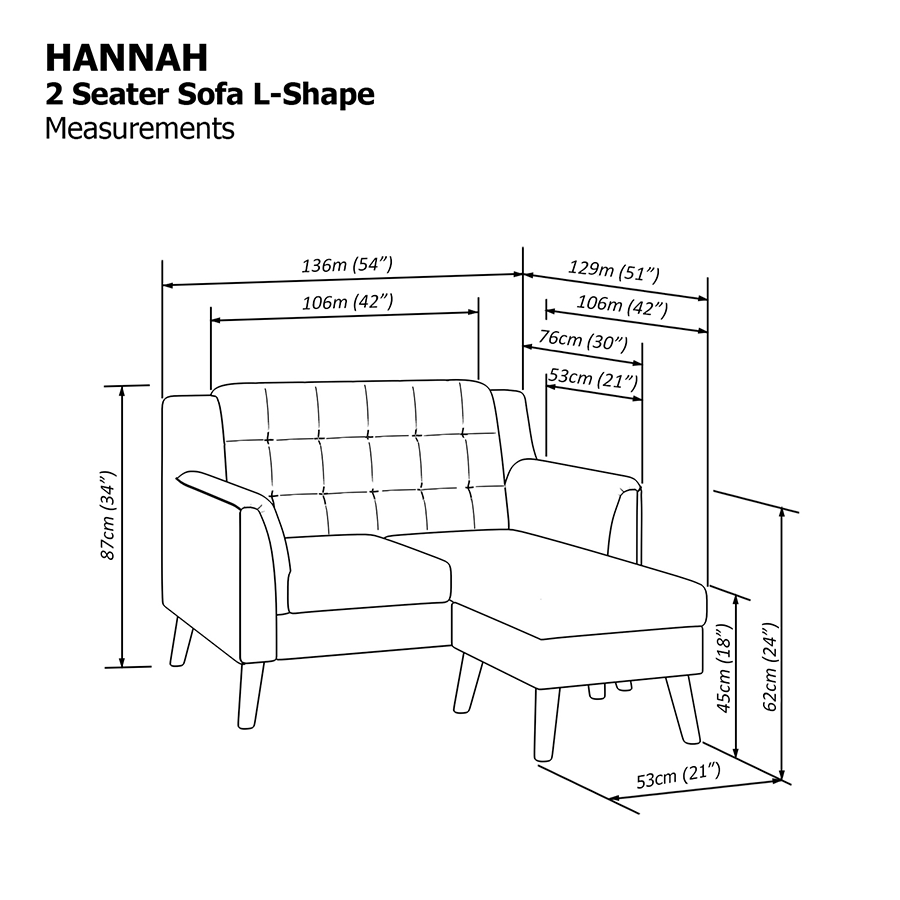 Hannah L-shape 2 Seat Sofa
