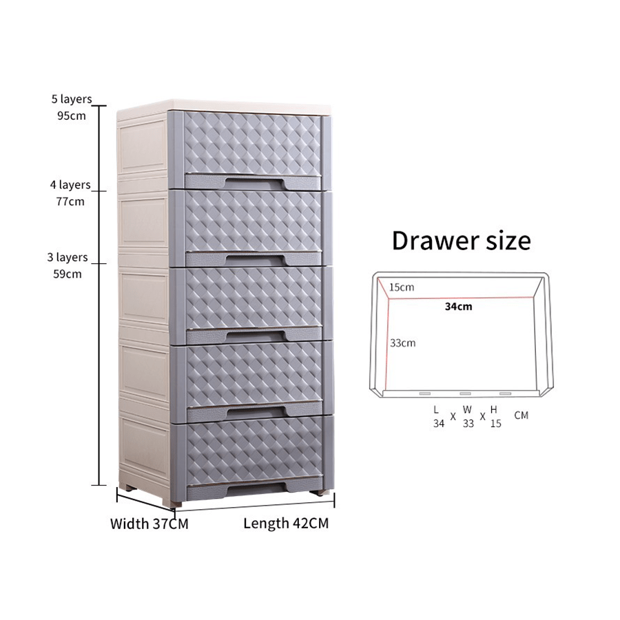 Ryker Plastic 5 Drawer Chest