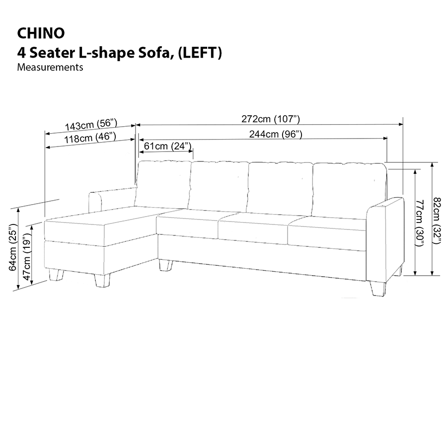 Chino L-shape 4 Seat with Chaise (Left Facing) Sofa