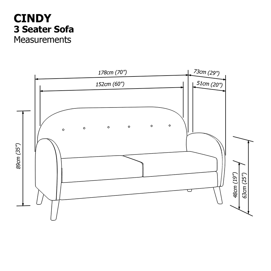 Cindy 3 Seater Sofa