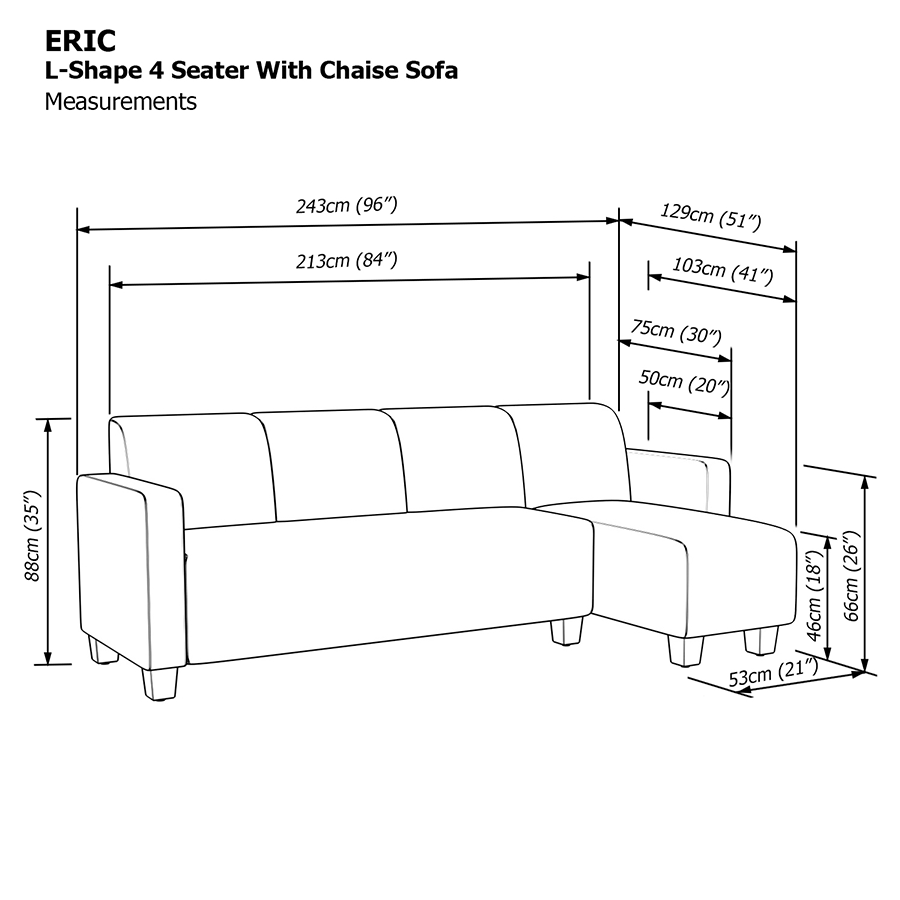 MORE ERIC OPTIONS Eric L-shape 4 Seat with Chaise (Right Facing) Sofa Eric L-shape 4 Seat with Chaise (Right Facing) Sofa Mandaue Foam