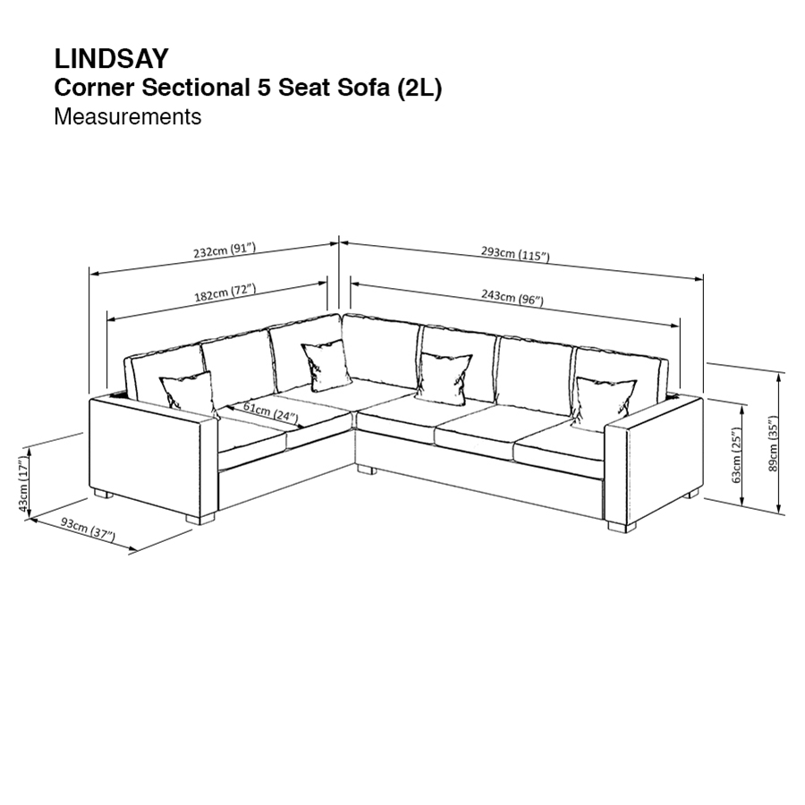 Lindsay Corner Sectional 5 Seat (2L) Sofa