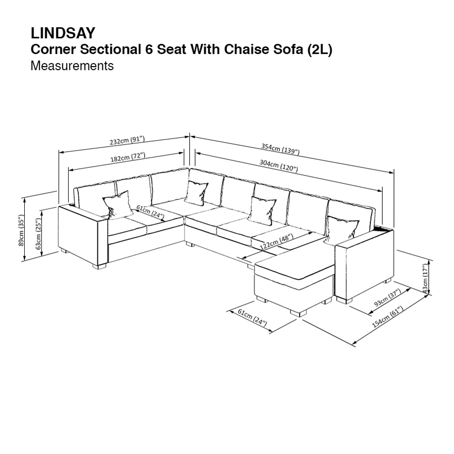 MORE LINDSAY OPTIONS Lindsay Corner Sectional 6 Seat with Chaise (2L) Sofa Lindsay Corner Sectional 6 Seat with Chaise (2L) Sofa Mandaue Foam