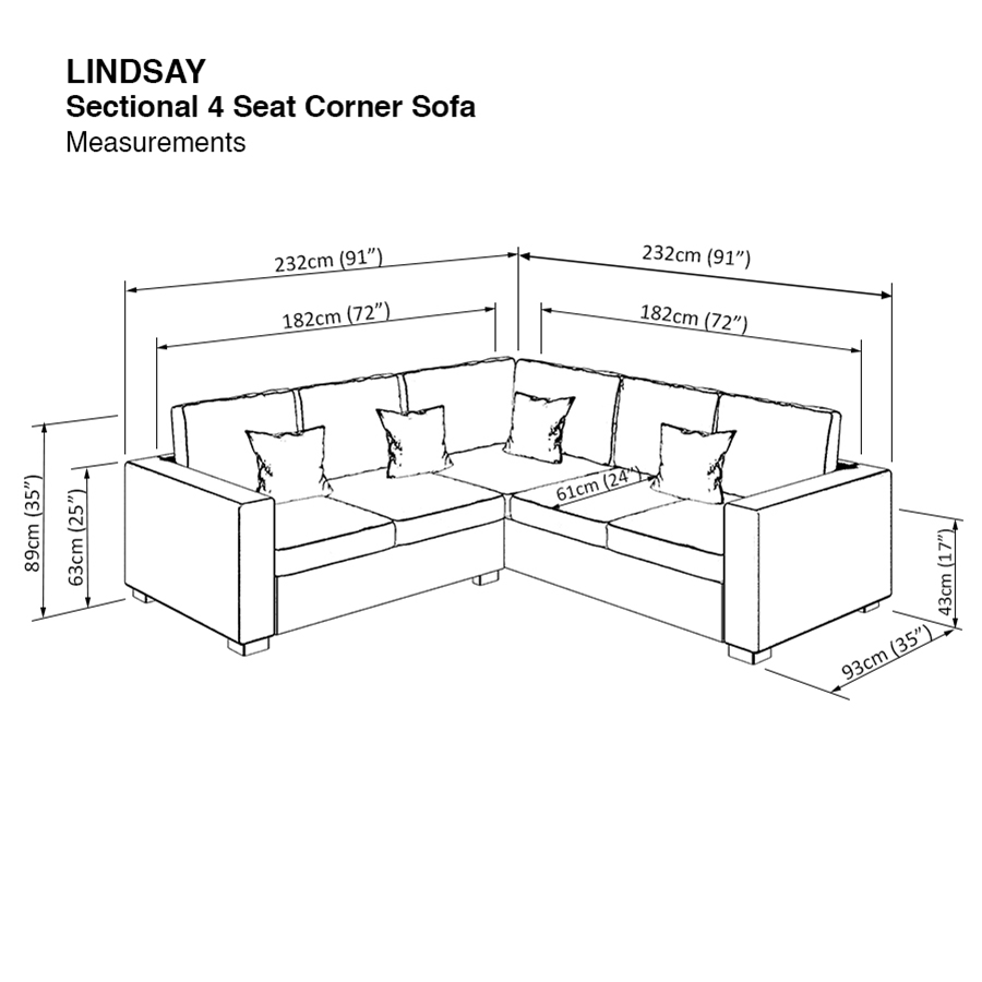 Lindsay Sectional 4 Seat Corner Sofa
