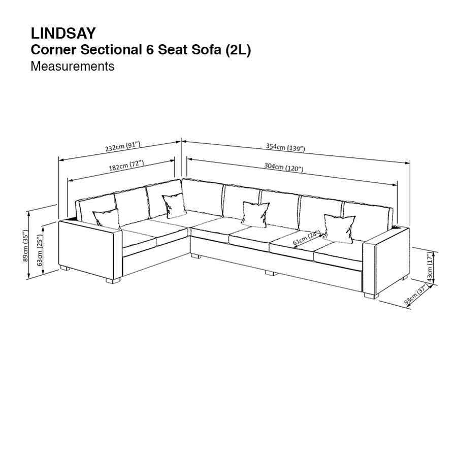 Lindsay Sectional 6 Seat (2L) Sofa