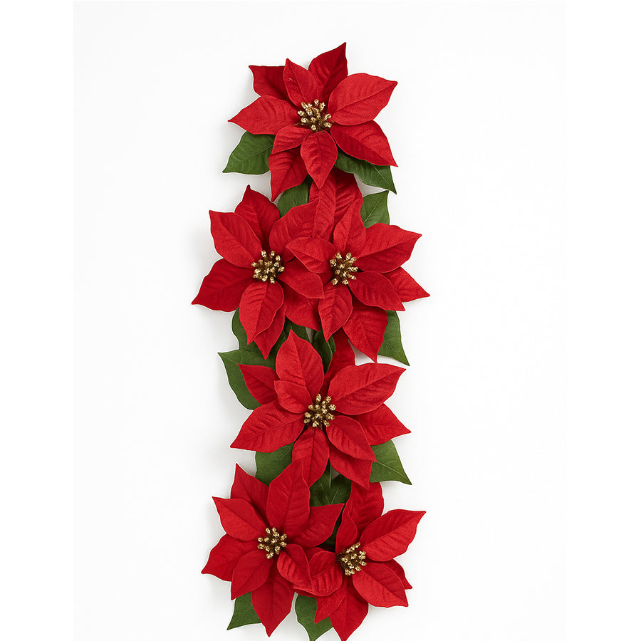 7 Heads Poinsettia Swag 65cm