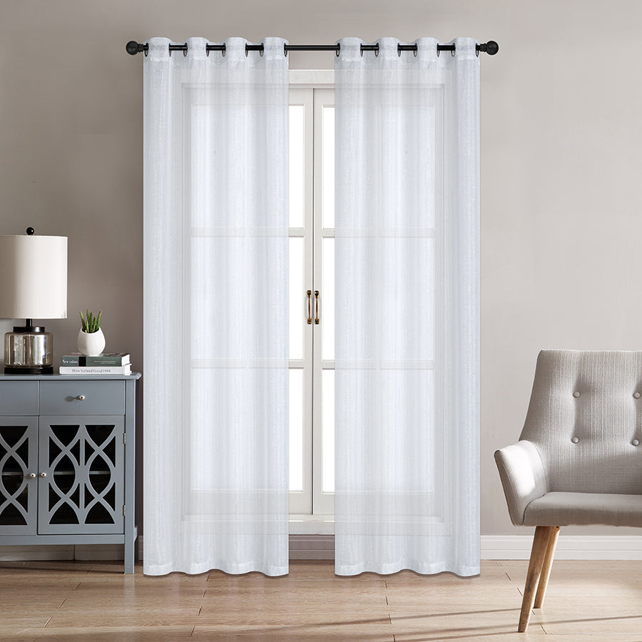 Alysin White Shiny Sheer Curtain