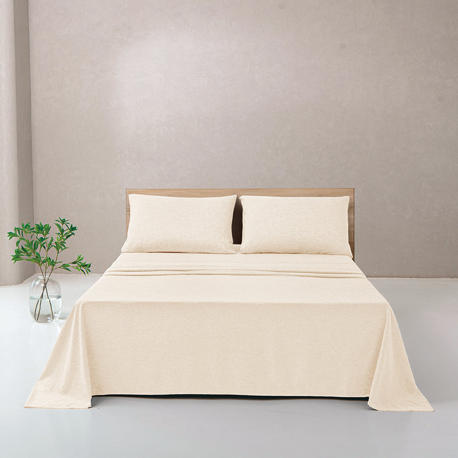 Faux Linen Natural Color 4pc Sheet Set
