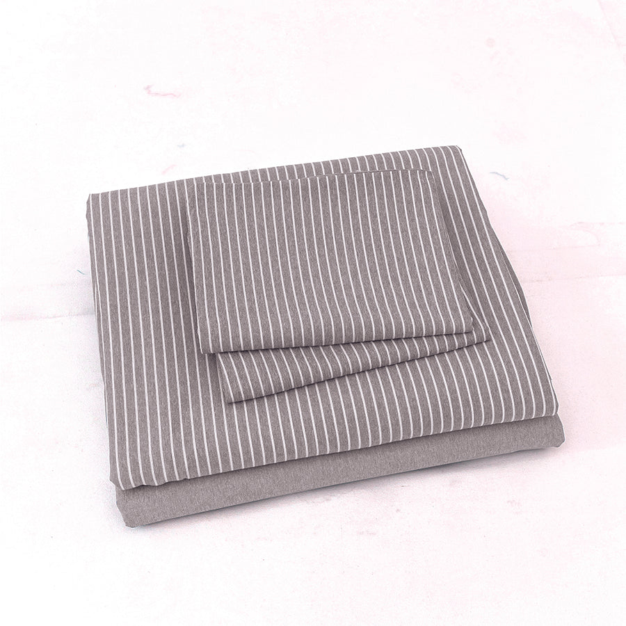 Reversible Stripe Khaki 4pc Flat Sheet Set